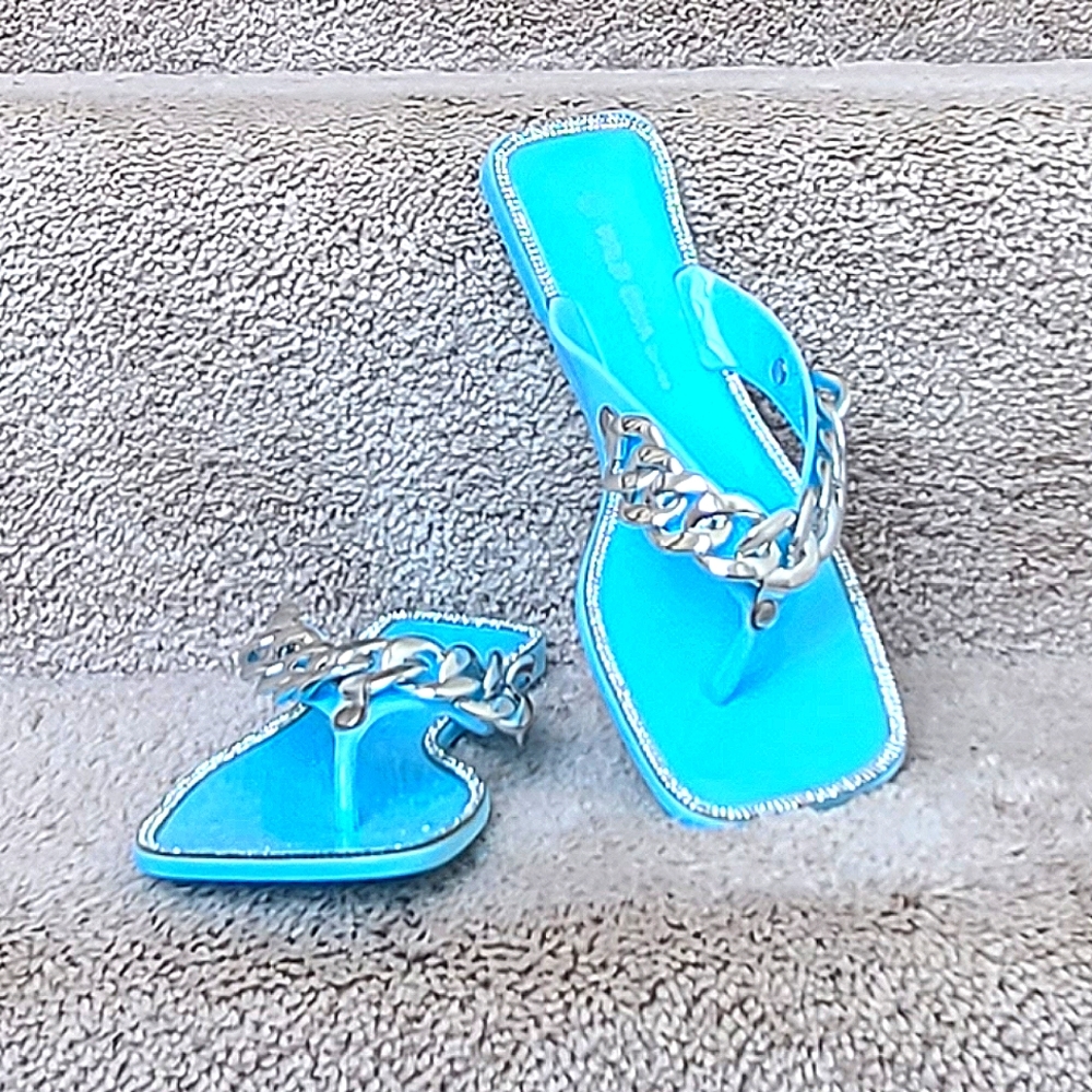 Baby Blue Rhinestone Jelly Sandal